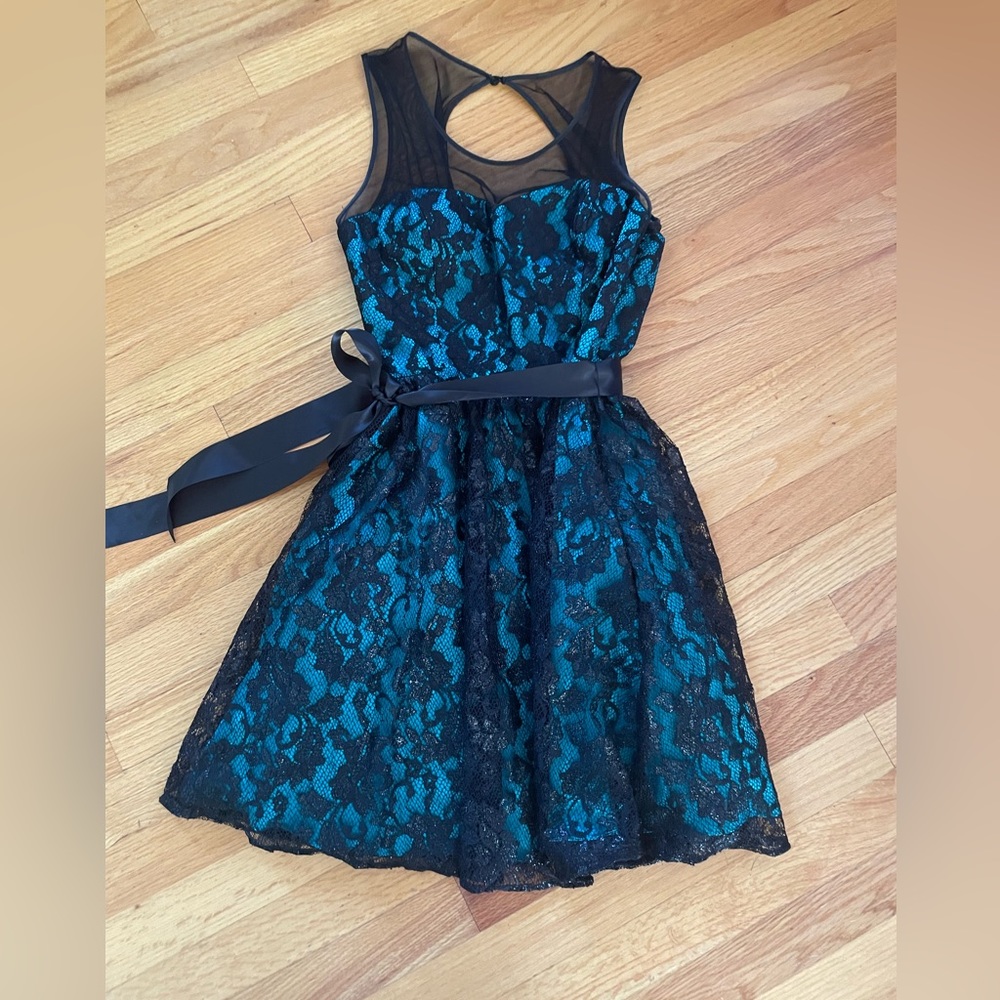 - Hailey Logan by Adriana Papell Lace mini dress